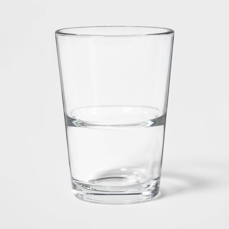 slide 1 of 1, 8 fl oz 6pk Glass Stacking Juice Glass - Threshold™: Drinking Glasses Set, Dishwasher-Safe, BPA & Lead-Free, Clear, 6 ct; 8 fl oz