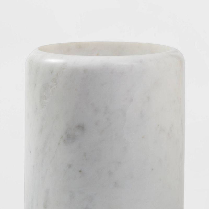 slide 3 of 3, Marble Utensil Holder White - Threshold™: Off-White Kitchen Storage, Marble Kitchen Utensil Holder, 6.25" Height, 1 ct