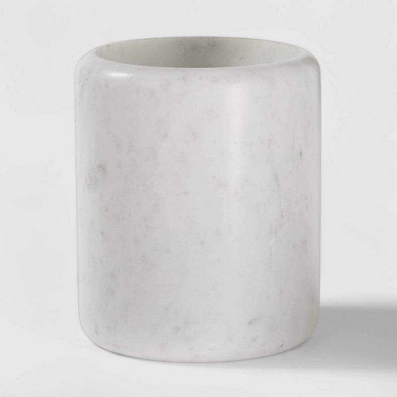 slide 1 of 3, Marble Utensil Holder White - Threshold™: Off-White Kitchen Storage, Marble Kitchen Utensil Holder, 6.25" Height, 1 ct