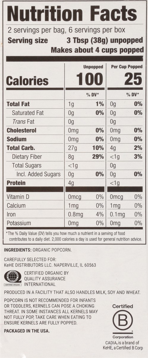 slide 4 of 9, Cadia Unsalted Microwave Popcorn, 8.4 oz
