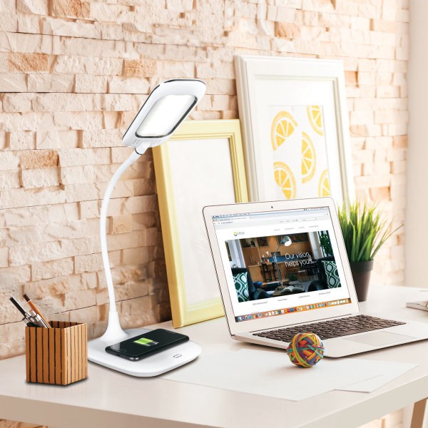 slide 7 of 8, OttLite Prevention Led Desk Lamp With Wireless Charging, 19-1/2"H, White, 1 ct