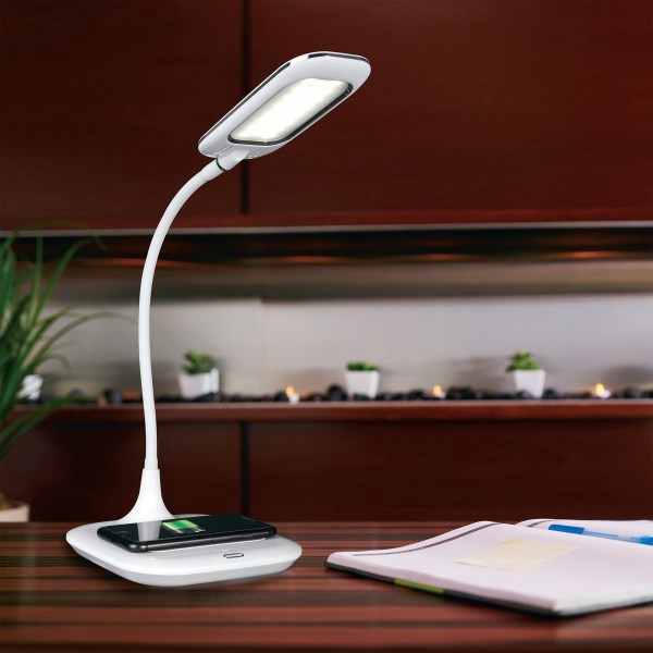 slide 8 of 8, OttLite Prevention Led Desk Lamp With Wireless Charging, 19-1/2"H, White, 1 ct