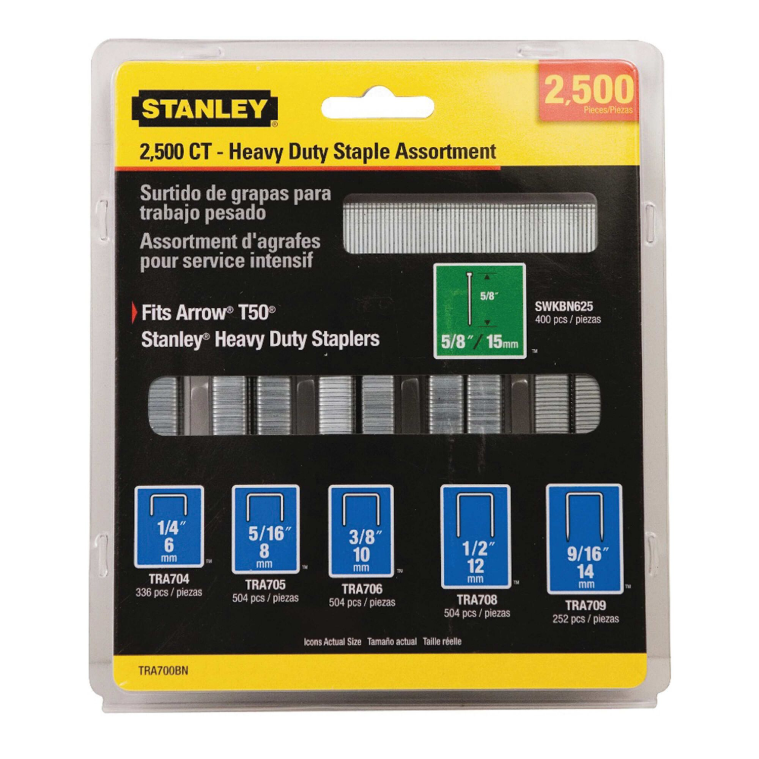 slide 1 of 2, STANLEY Gauge Brad and Heavy-Duty Staple Assortment 2500 ea, 2500 ct