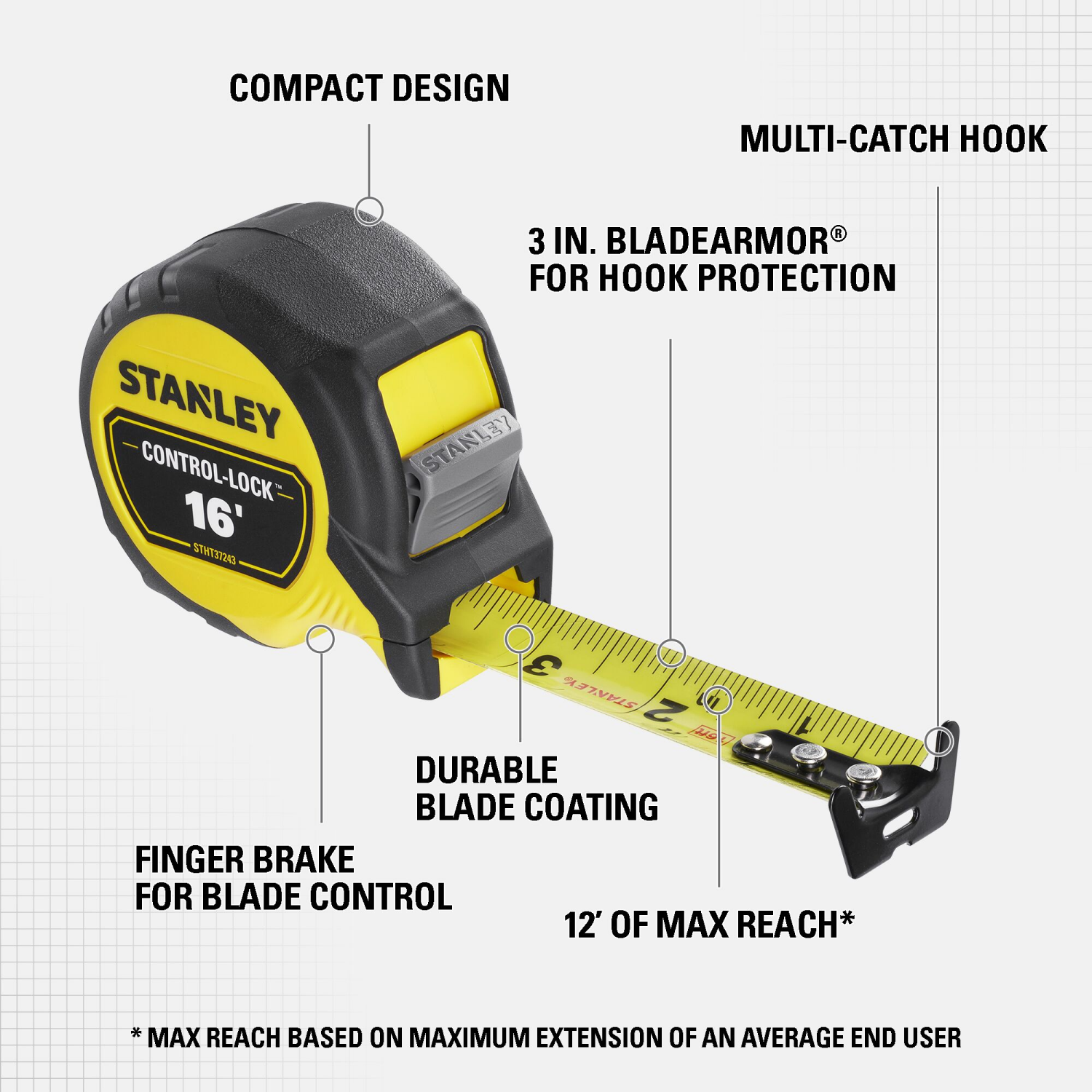 slide 2 of 2, STANLEY 16 Feet Control-Lock Tape Measure 1 ea, 1 ct