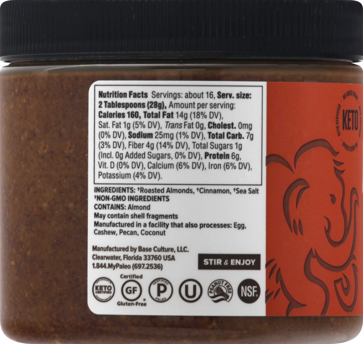 slide 5 of 13, Base Culture Cinnamon Almond Butter 16 oz, 16 oz