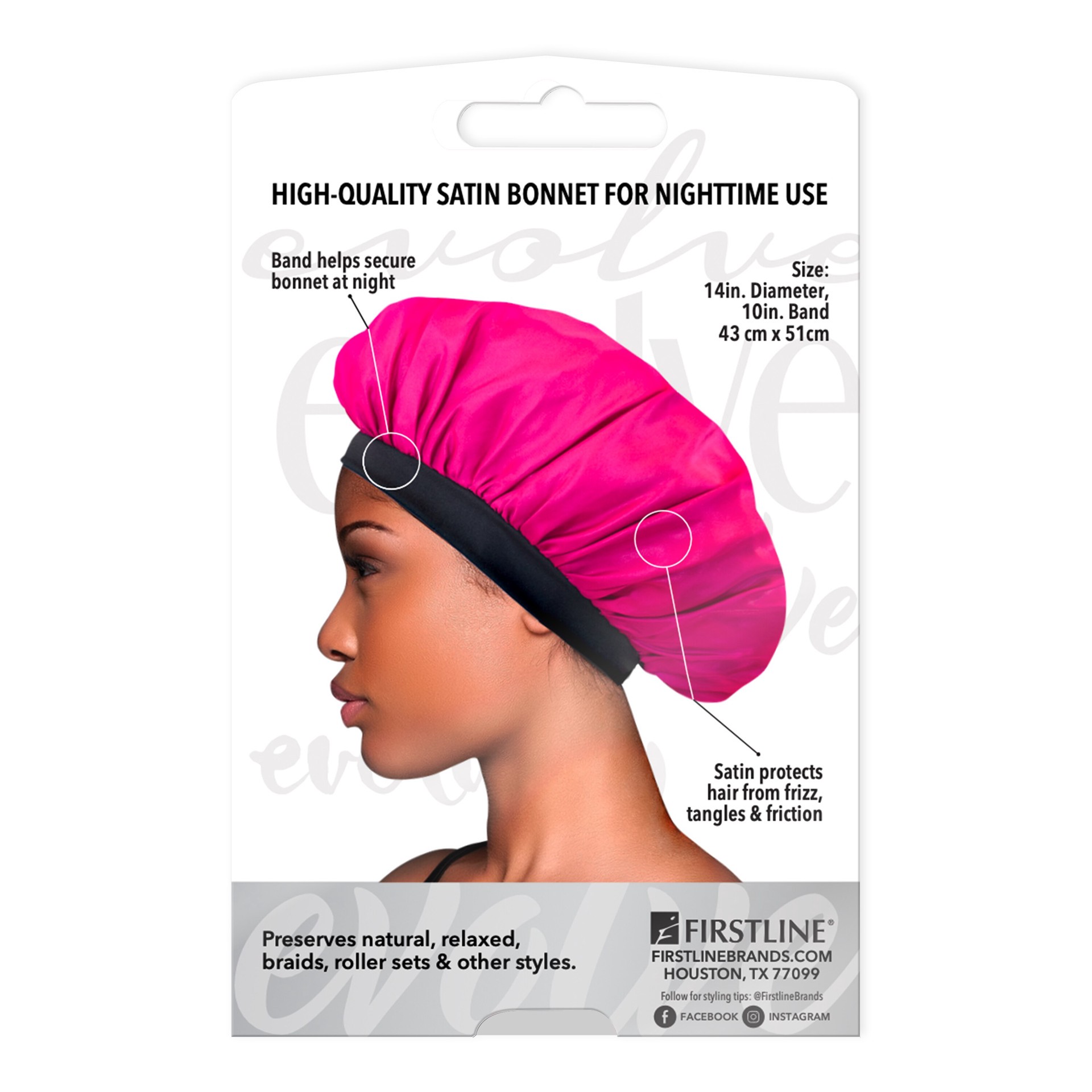 slide 2 of 3, Evolve Satin Bonnet, Pink, 1 ct