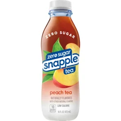 Snapple Zero Sugar Peach Tea, 16 fl oz recycled plastic bottle