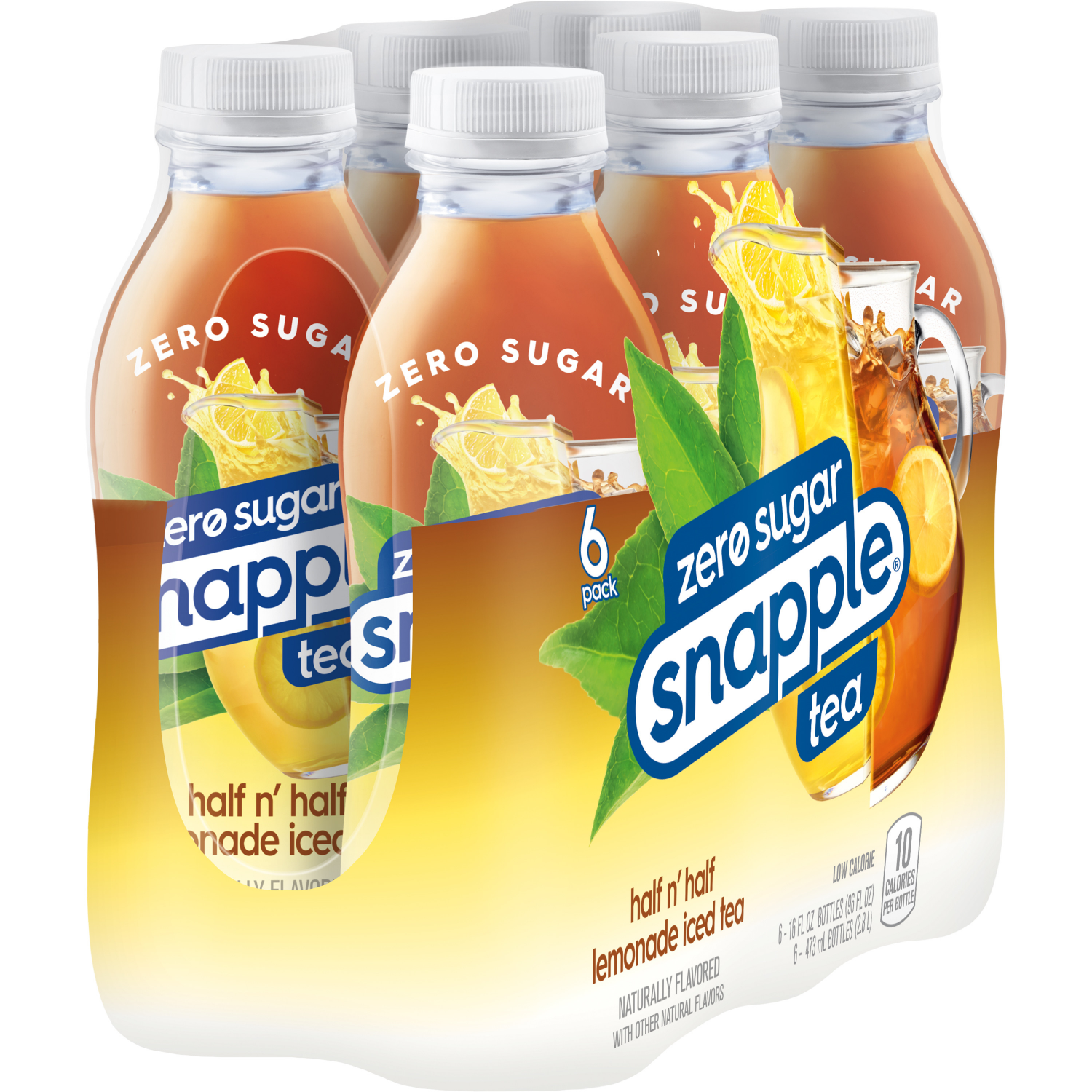 slide 4 of 8, Snapple Zero Sugar Half 'n Half Tea, 16 fl oz recycled plastic bottle, 6 pack - 6 ct, 6 ct; 16 fl oz