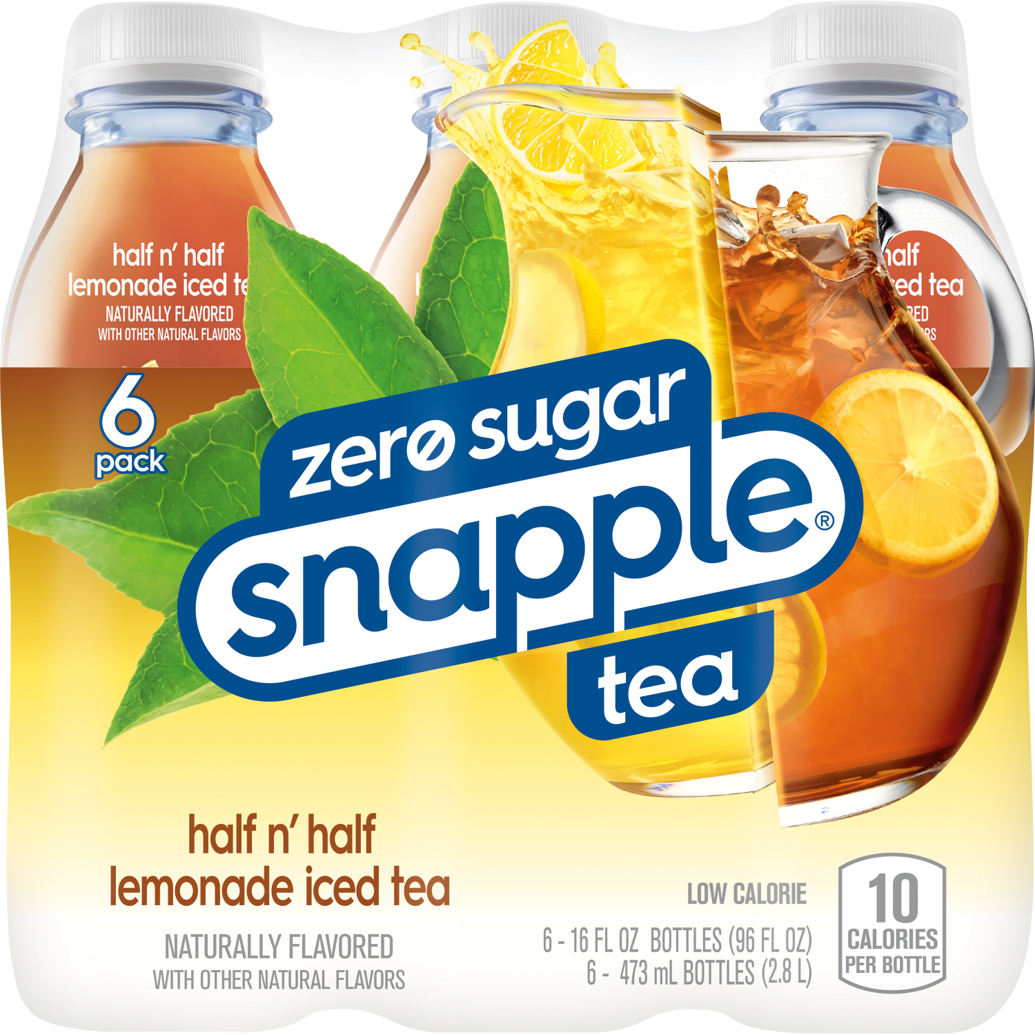 slide 6 of 8, Snapple Zero Sugar Half 'n Half Tea, 16 fl oz recycled plastic bottle, 6 pack - 6 ct, 6 ct; 16 fl oz