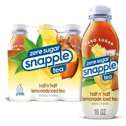 Snapple Zero Sugar Half 'n Half Tea, 16 fl oz recycled plastic bottle, 6 pack - 6 ct