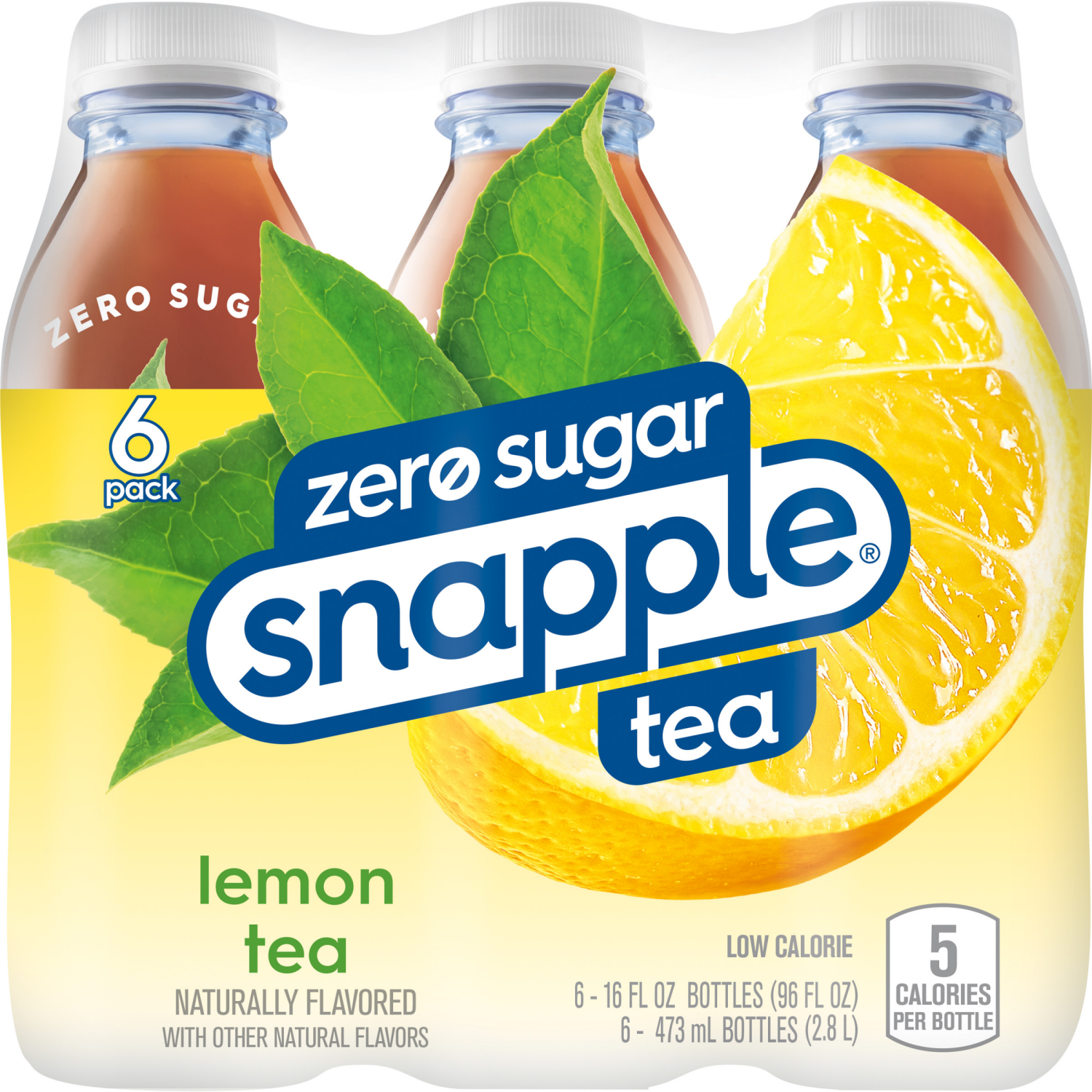 slide 4 of 6, Snapple Zero Sugar Lemon Tea, 16 fl oz recycled plastic bottle, 6 pack - 6 ct - 6 ct, 6 ct; 16 oz