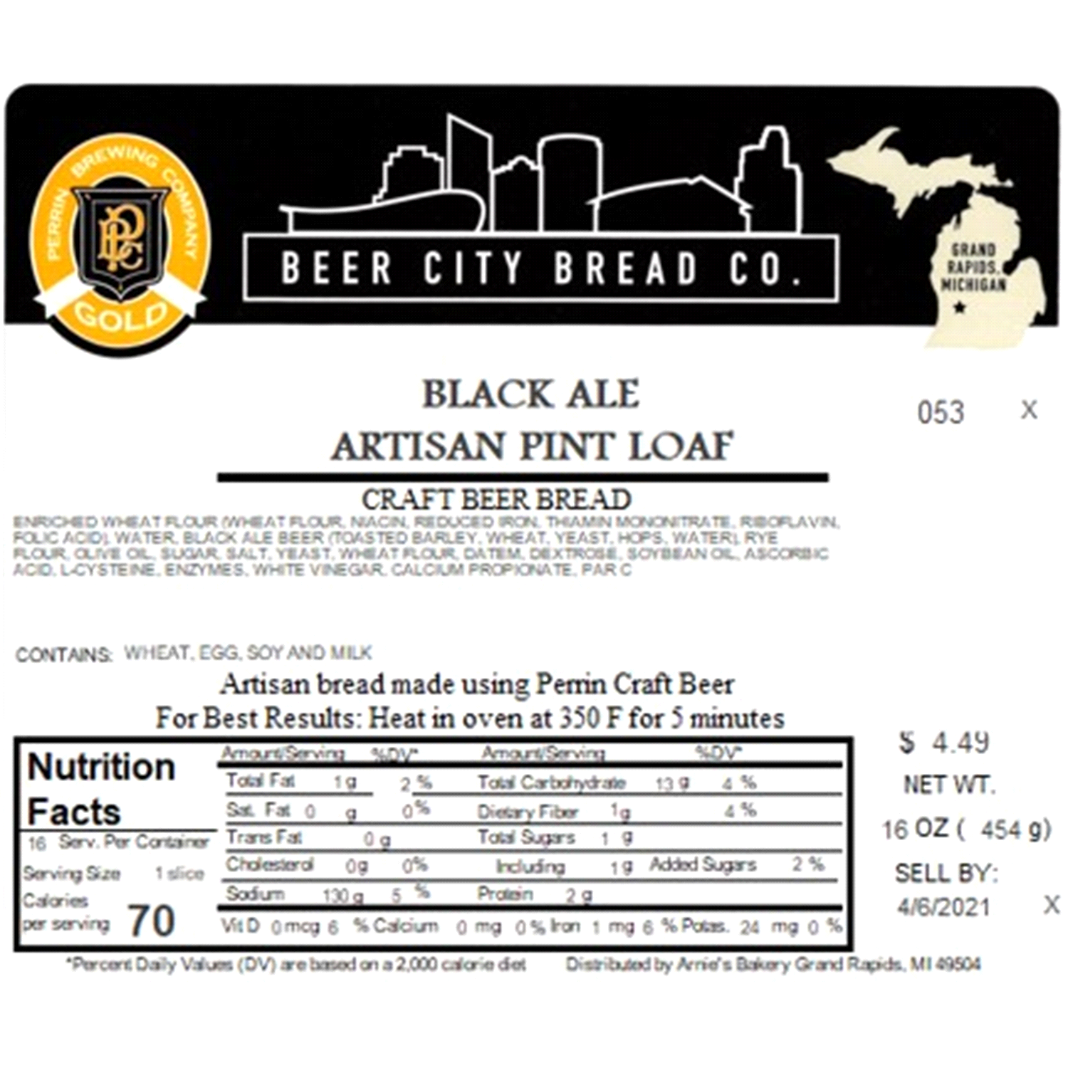 slide 2 of 2, Beer City Bread Co. Beer City Bread Black Ale Loaf, 16 oz