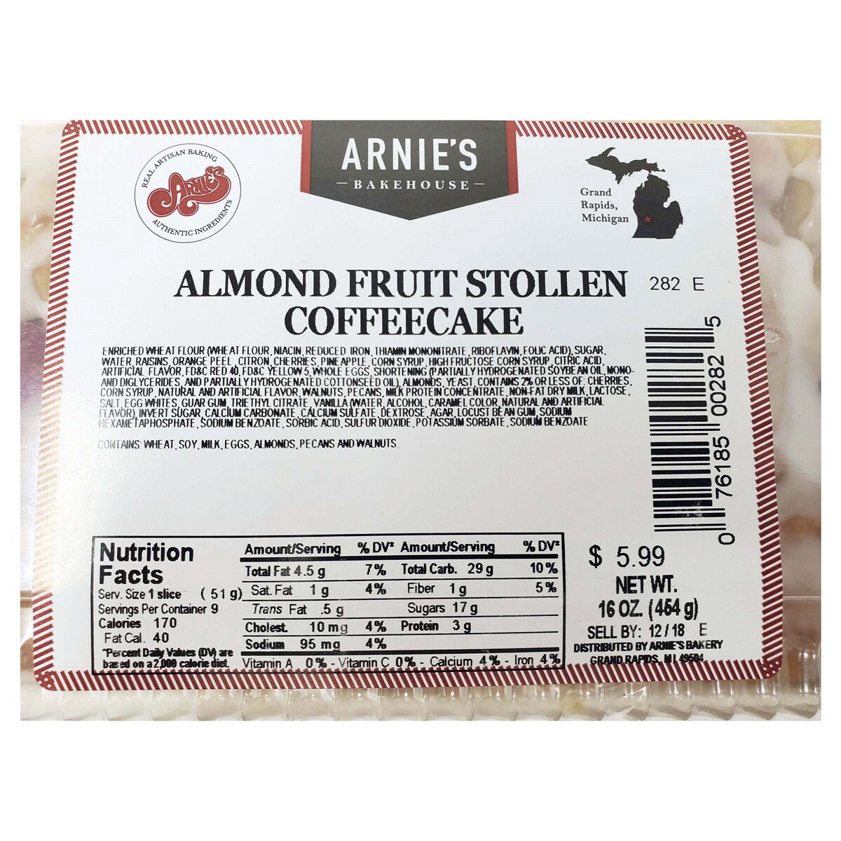 slide 2 of 2, ARNIES Arnie's Bakery Coffee Cake, Fruit Stolling, 16 Oz, 16 oz
