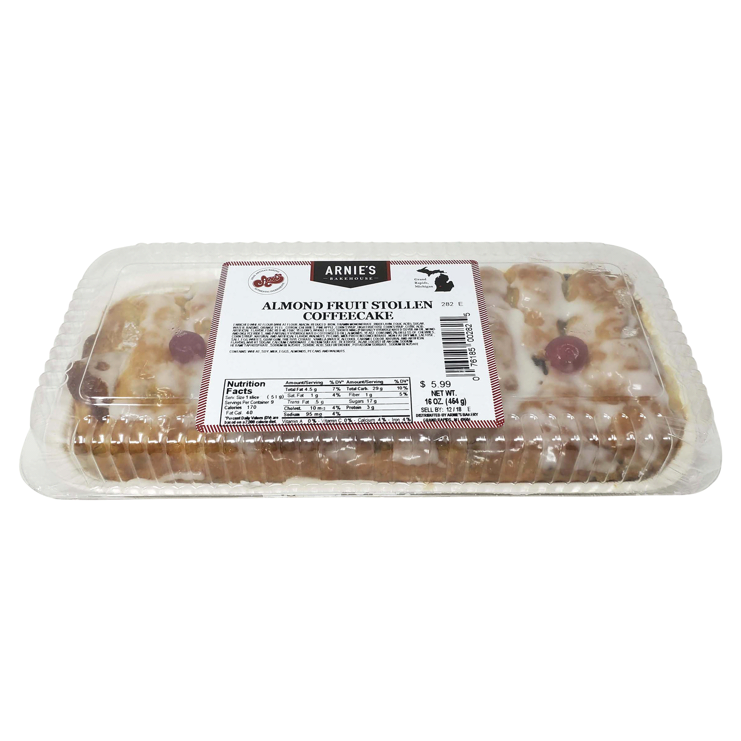 slide 1 of 2, ARNIES Arnie's Bakery Coffee Cake, Fruit Stolling, 16 Oz, 16 oz