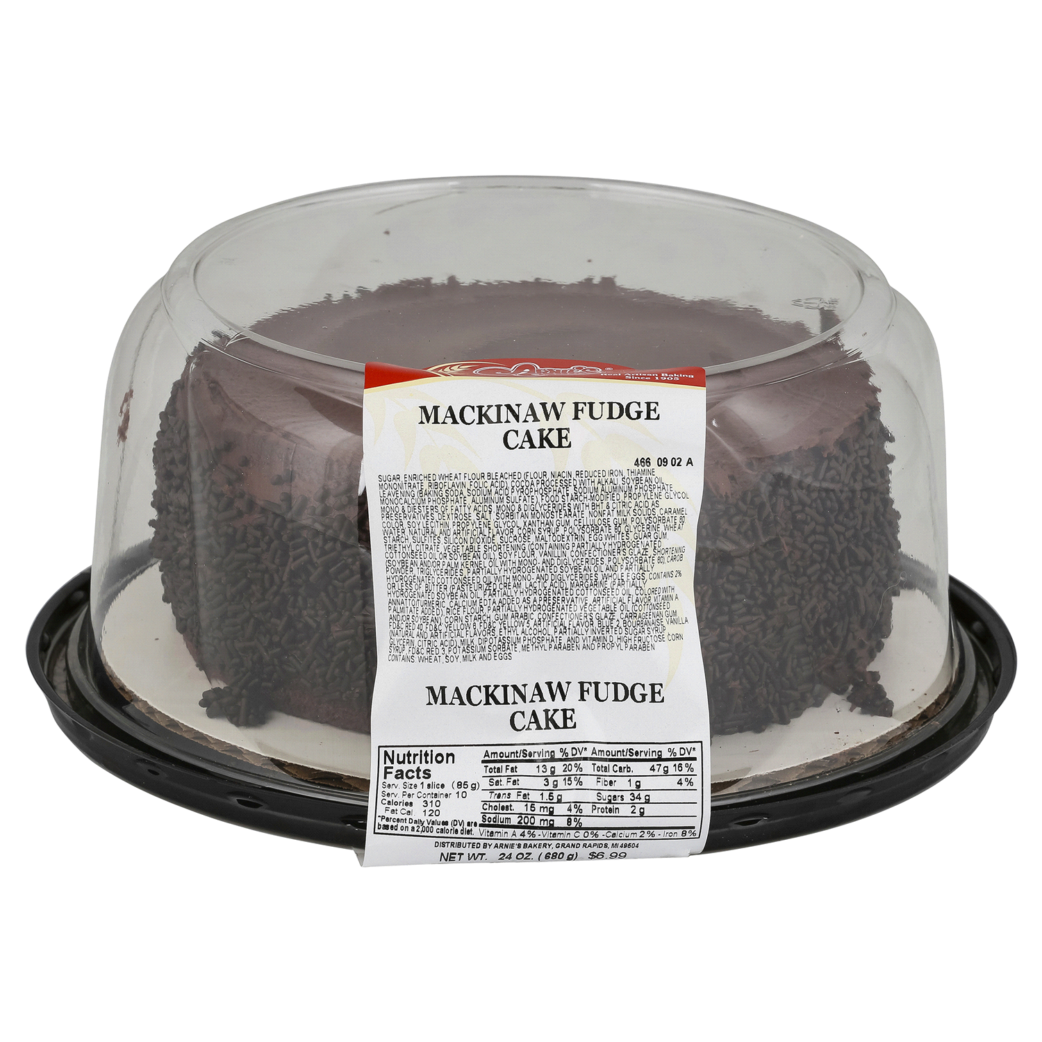 slide 1 of 1, Arnie's Bakery Chocolate Mackinaw Fudge Cake, 24 oz, 24 oz