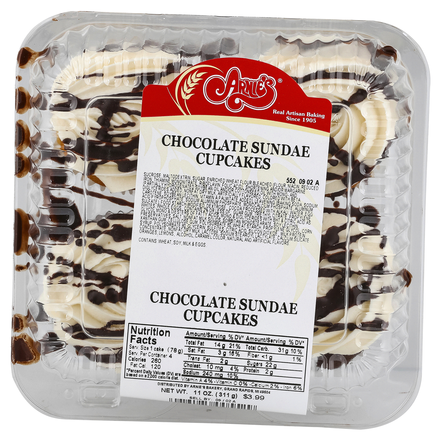 slide 2 of 2, Arnie's Bakery Cupcakes, Chocolate Sundae, 11 oz