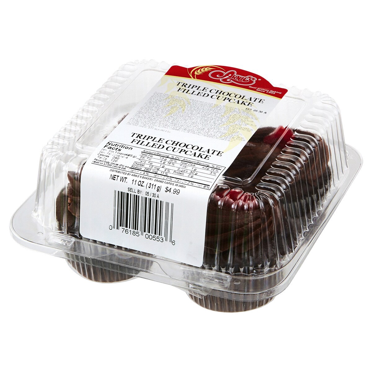 slide 2 of 2, Arnie's Bakery Gourmet Cupcakes, Triple Chocolate Filled, 11 oz