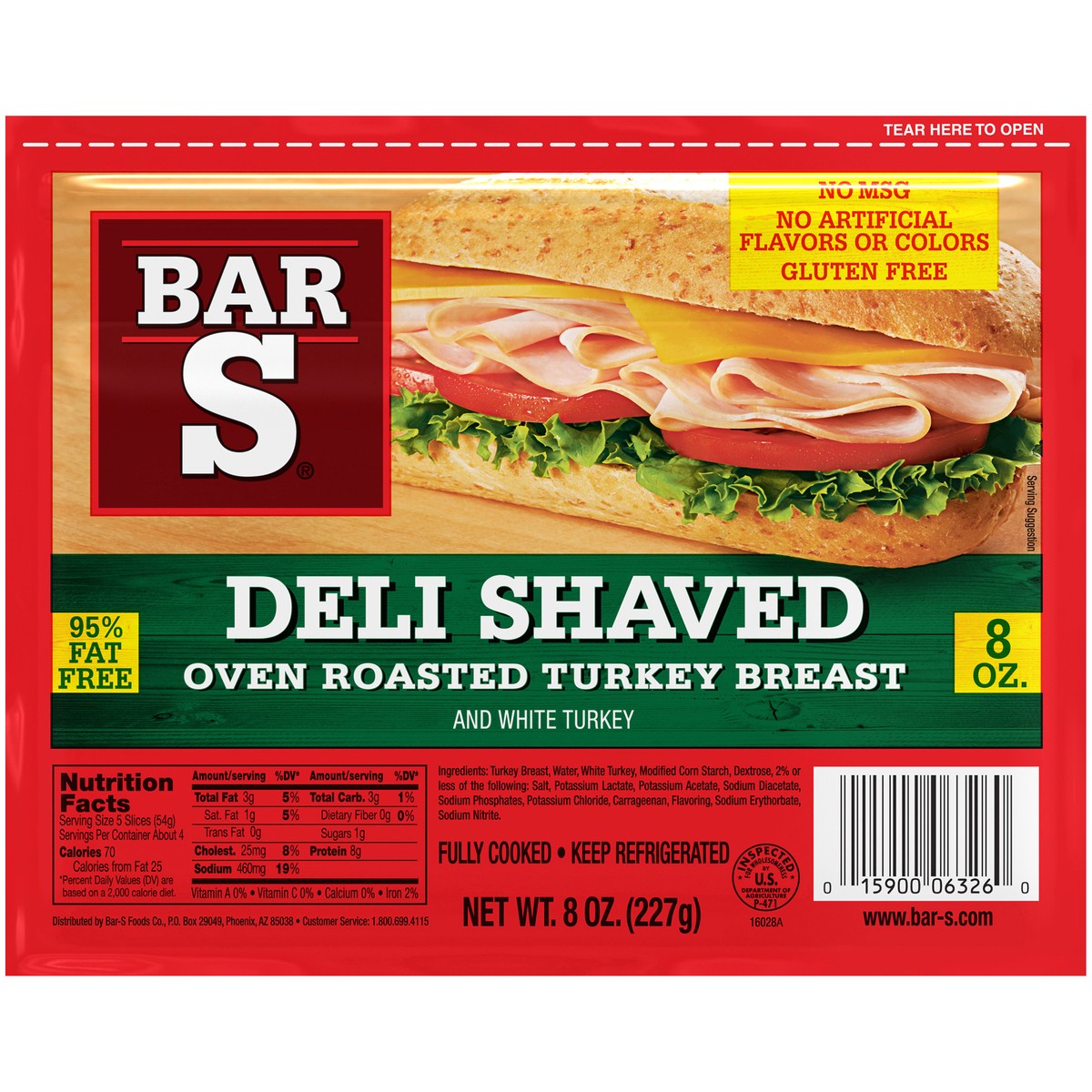 slide 1 of 7, Bar-S Deli Thin Oven Roasted Turkey, 8 oz