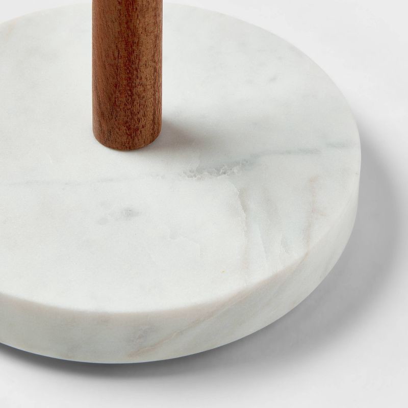 slide 3 of 3, Marble Paper Towel Holder - Threshold™: Freestanding Off-White Kitchen Towel Holder, Wood & Marble, 13.25" Height, 1 ct
