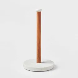 Marble Paper Towel Holder - Threshold™: Freestanding Off-White Kitchen Towel Holder, Wood & Marble, 13.25" Height