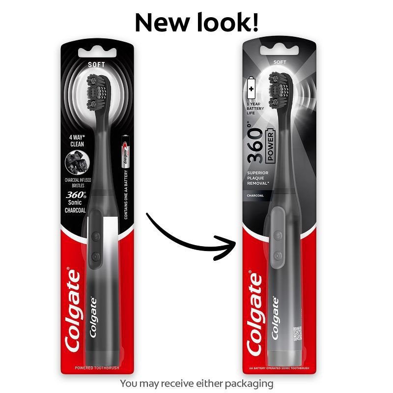 slide 3 of 12, Colgate 360 Charcoal Battery Powered Toothbrush Soft - 1ct, 1 ct