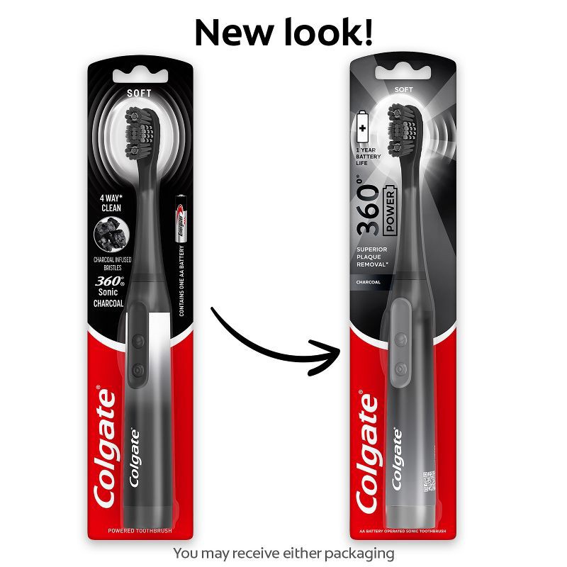 slide 3 of 13, Colgate 360 Charcoal Battery Powered Toothbrush Soft - 1ct, 1 ct