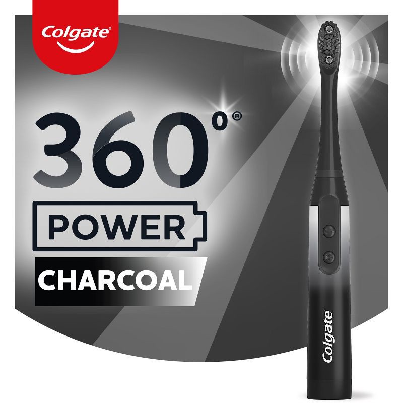 slide 4 of 12, Colgate 360 Charcoal Battery Powered Toothbrush Soft - 1ct, 1 ct