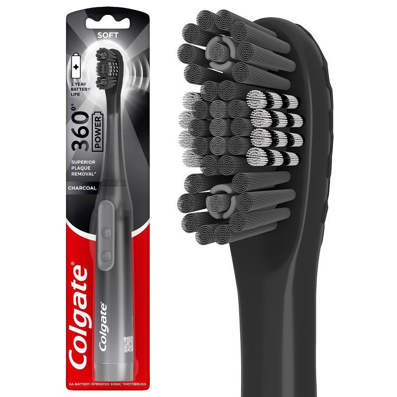 slide 1 of 12, Colgate 360 Charcoal Battery Powered Toothbrush Soft - 1ct, 1 ct