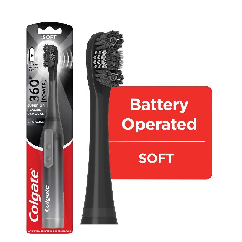 slide 1 of 16, Colgate 360 Charcoal Battery Powered Toothbrush Soft - 1ct, 1 ct