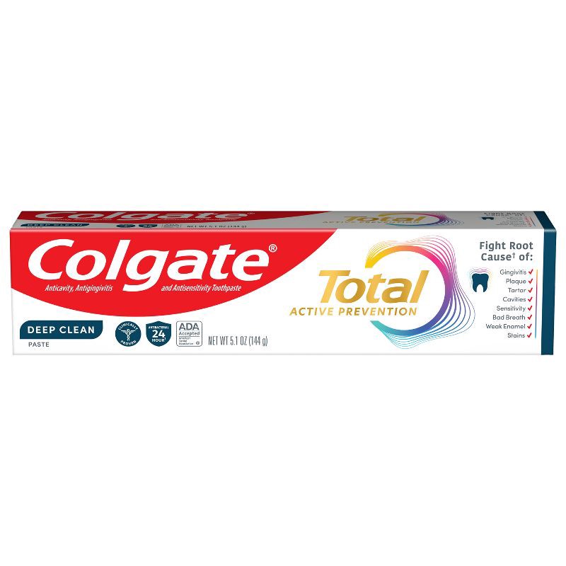 slide 14 of 20, Colgate Total Active Prevention Deep Clean Toothpaste - Mint - 5.1oz, 5.1 oz