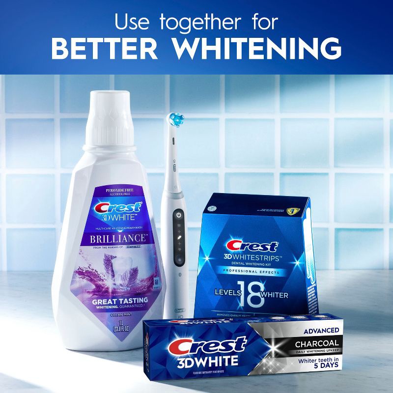 slide 7 of 11, Crest 3D White Advanced Charcoal Teeth Whitening Toothpaste - 3.3oz/2pk, 3.3 oz, 2 ct