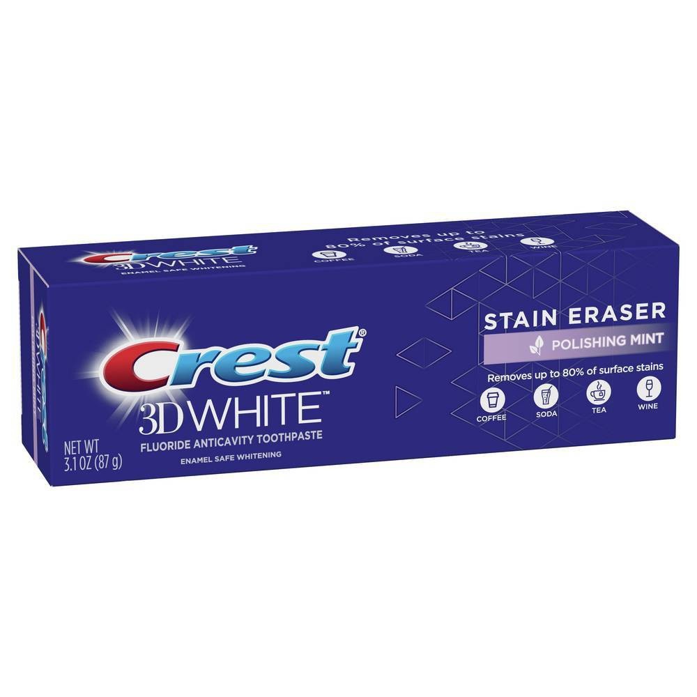 slide 3 of 5, Crest 3D White Stain Eraser Polishing Mint Teeth Whitening Toothpaste - 3.1 oz, 3.1 oz