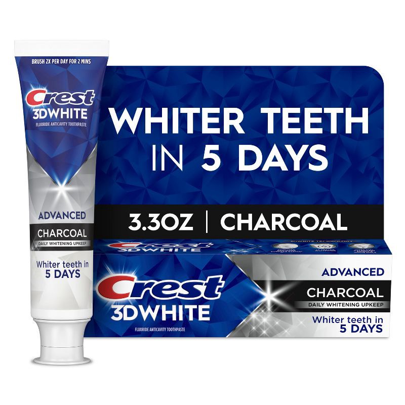 slide 2 of 11, Crest 3D White Advanced Charcoal Teeth Whitening Toothpaste - 3.3 oz, 3.3 oz