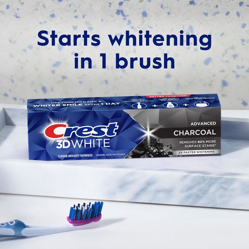slide 8 of 10, Crest 3D White Advanced Charcoal Teeth Whitening Toothpaste - 3.3 oz, 3.3 oz
