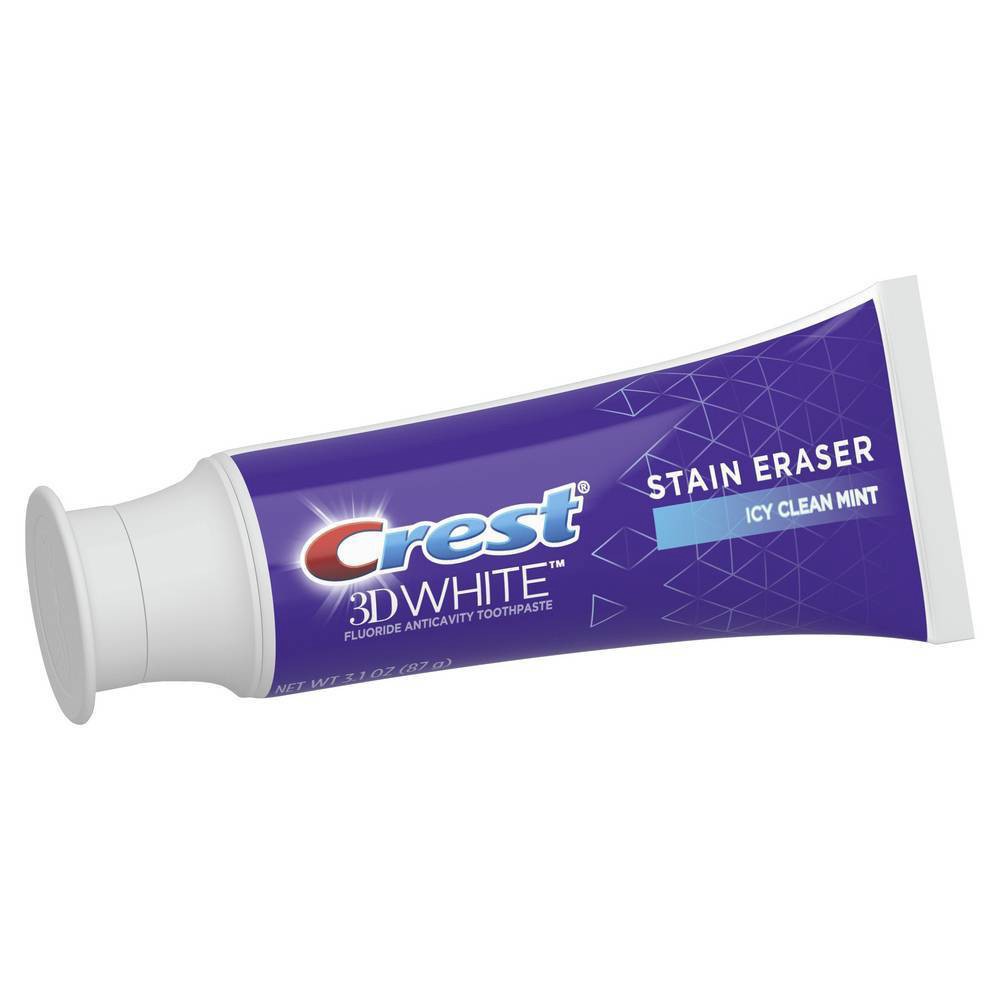 slide 2 of 7, Crest 3D White Stain Eraser Icy Clean Mint Teeth Whitening Toothpaste - 3.1oz, 3.1 oz