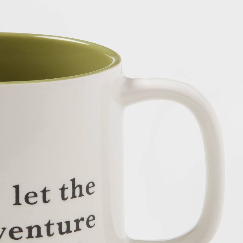 slide 3 of 3, 16oz Stoneware Let the Adventure Begin Mug Moss - Threshold™: Traditional Dark Green Coffee Mug, Dishwasher & Microwave Safe, 16 oz