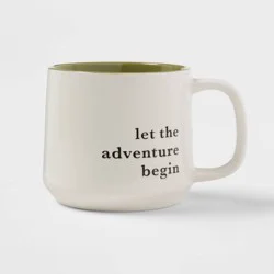 16oz Stoneware Let the Adventure Begin Mug Moss - Threshold™: Traditional Dark Green Coffee Mug, Dishwasher & Microwave Safe