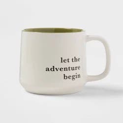 16oz Stoneware Let the Adventure Begin Mug Moss - Threshold™: Traditional Dark Green Coffee Mug, Dishwasher & Microwave Safe