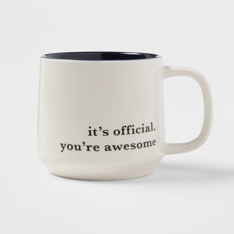 slide 1 of 3, 16oz Stoneware You're Awesome Mug Cream - Threshold™, 16 oz