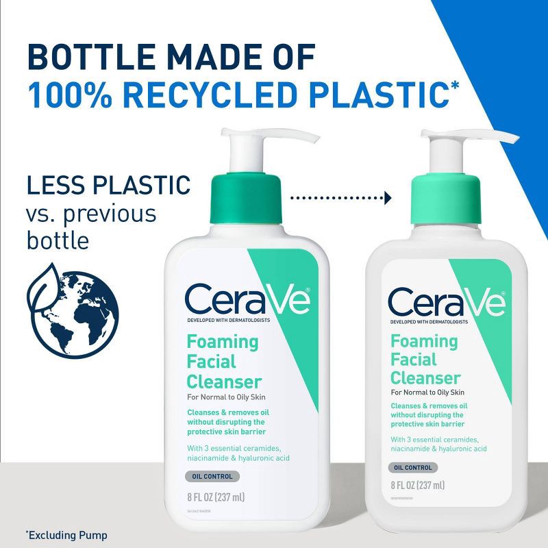 slide 3 of 15, CeraVe Foaming Face Wash with Hyaluronic Acid and Niacinamide for Oily Skin - 8 fl oz, 8 fl oz