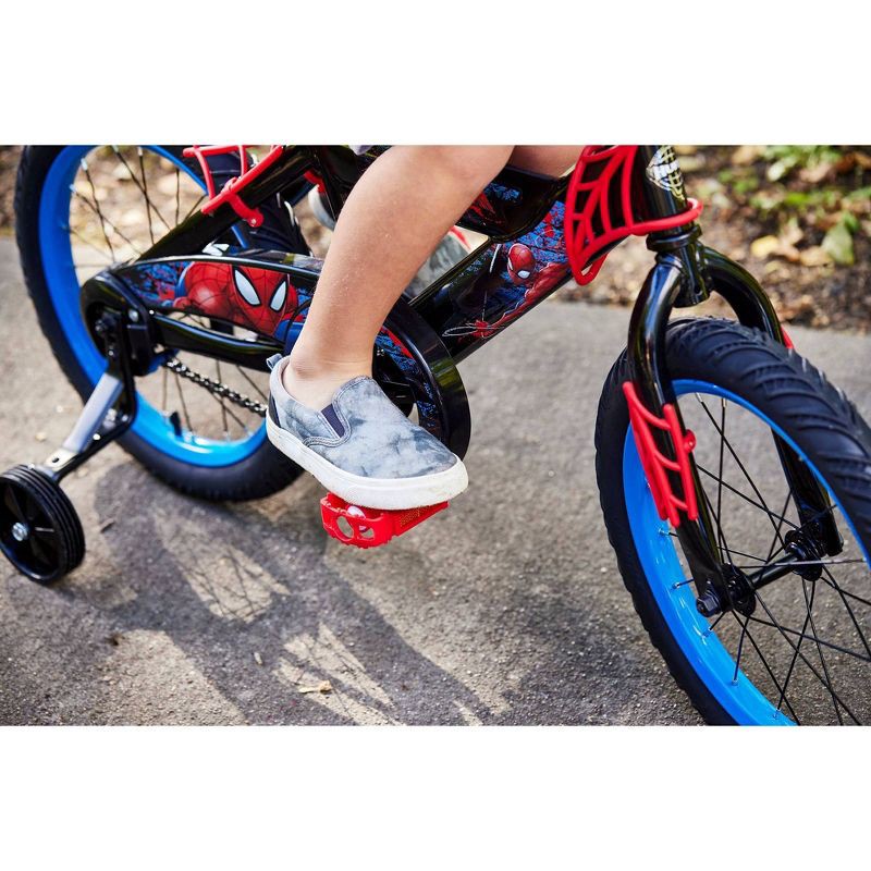 slide 4 of 10, Huffy Marvel Spider-Man Kids' Bike - 16" Wheels - Training Wheels - Black, 1 ct