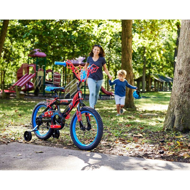 slide 5 of 10, Huffy Marvel Spider-Man Kids' Bike - 16" Wheels - Training Wheels - Black, 1 ct