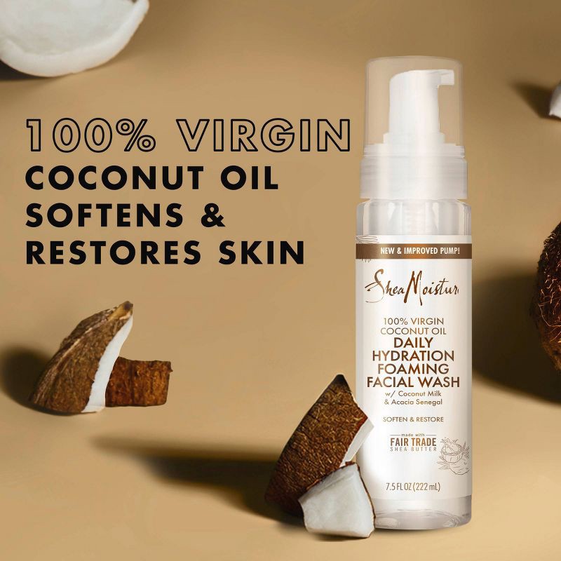 slide 4 of 10, SheaMoisture 100% Virgin Coconut Oil Daily Hydration Foaming Facial Wash - 7.5 fl oz, 7.5 fl oz