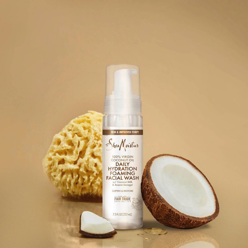 slide 5 of 5, SheaMoisture 100% Virgin Coconut Oil Daily Hydration Foaming Facial Wash - 7.5 fl oz, 7.5 fl oz