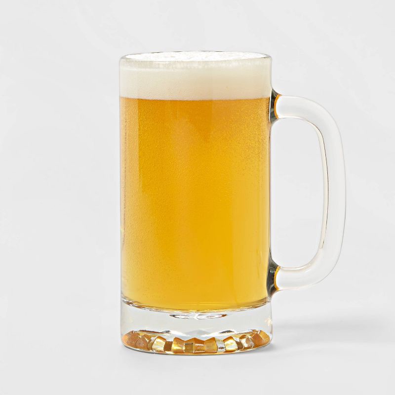 slide 3 of 3, 16 fl oz 2pk Glass Beer Mugs - Threshold™: Traditional Clear Drinkware, Dishwasher-Safe, BPA & Lead-Free, 16 fl oz, 2 ct