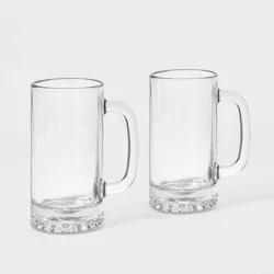 16 fl oz 2pk Glass Beer Mugs - Threshold™: Traditional Clear Drinkware, Dishwasher-Safe, BPA & Lead-Free
