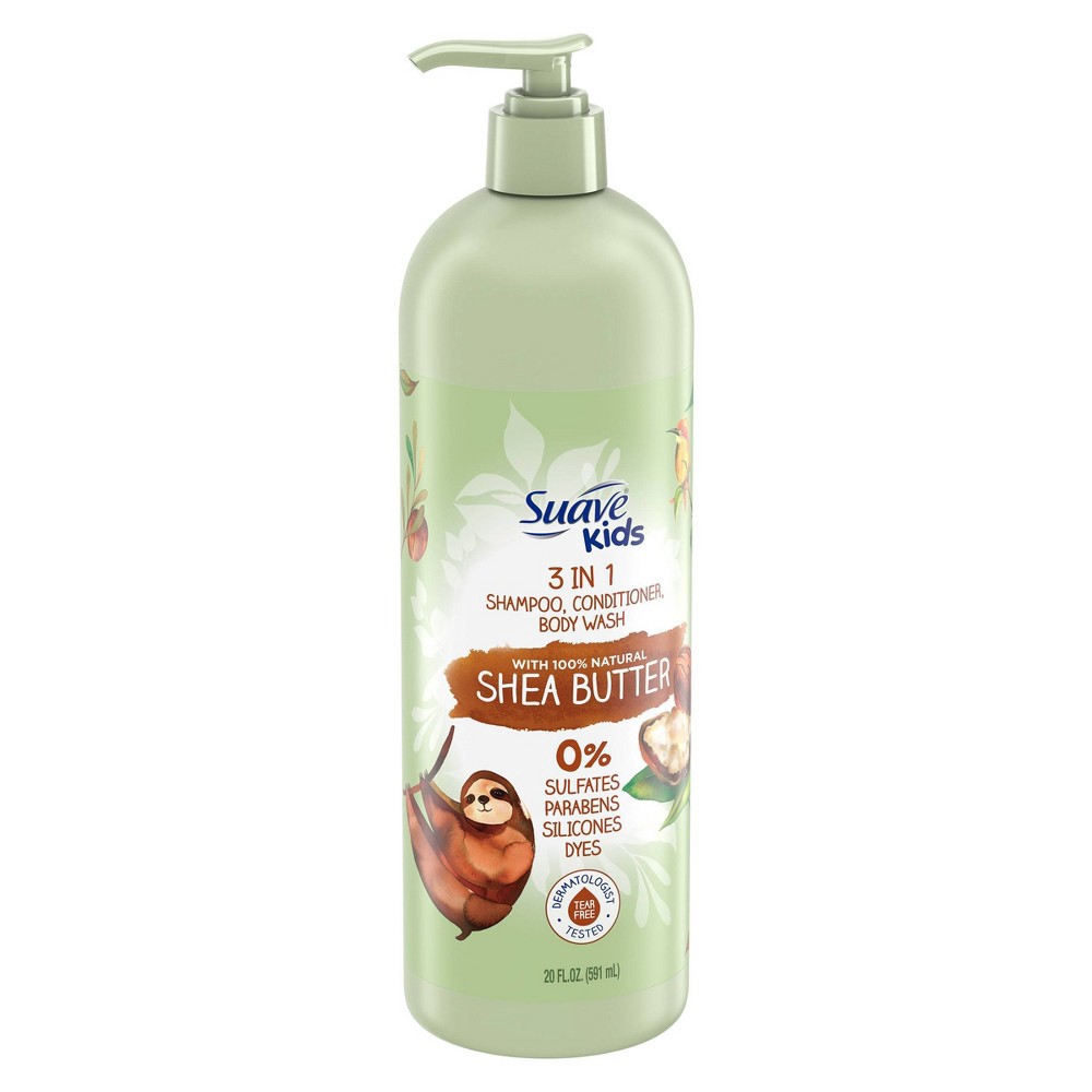 slide 2 of 4, Suave Kids' 100% Natural Shea Butter 3-in-1 Shampoo + Conditioner & Body Wash - 20 fl oz, 20 fl oz