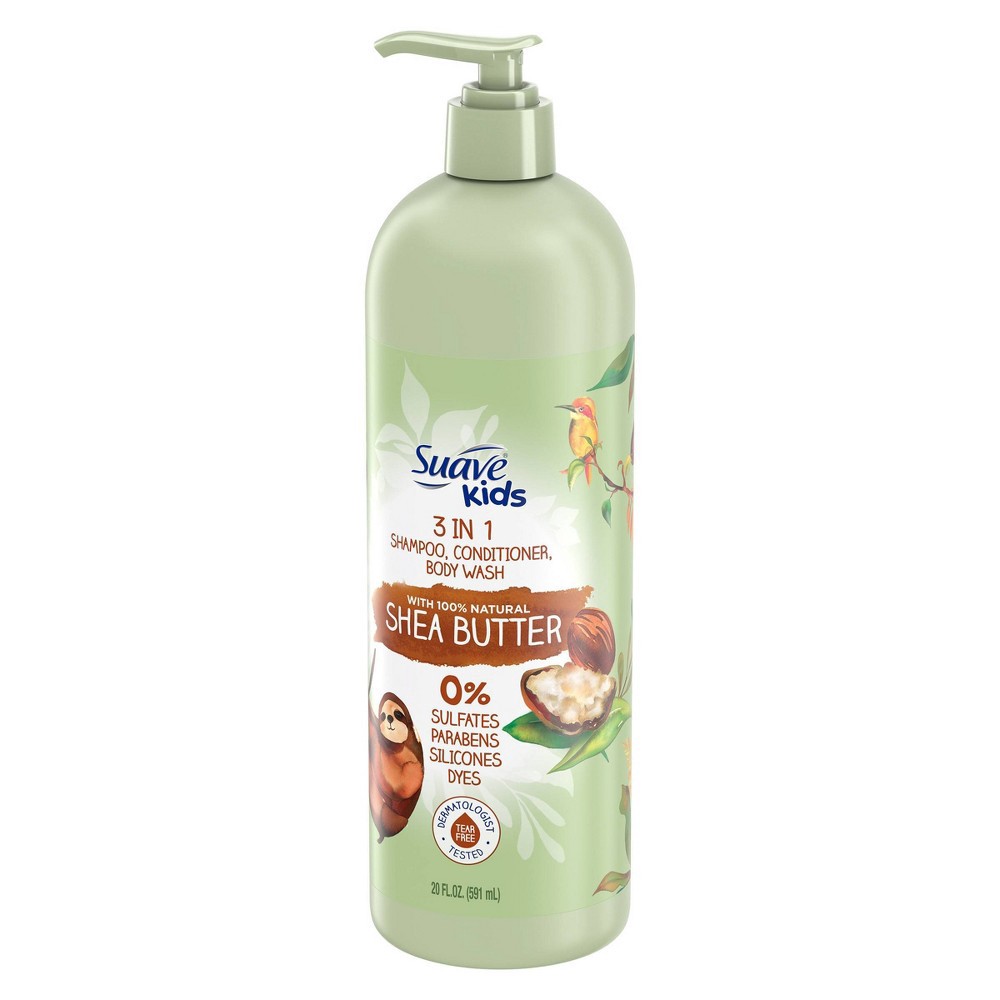 slide 4 of 4, Suave Kids' 100% Natural Shea Butter 3-in-1 Shampoo + Conditioner & Body Wash - 20 fl oz, 20 fl oz