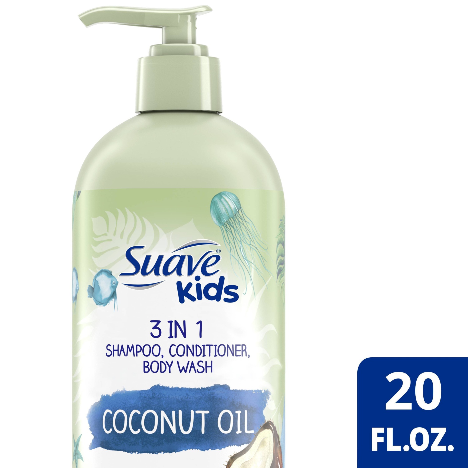 slide 1 of 6, Suave Kids' 100% Natural Coconut Oil 3-in-1 Shampoo, Conditioner, & Body Wash - 20 fl oz, 20 fl oz