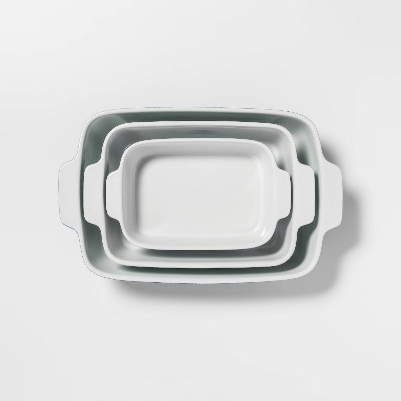 slide 1 of 1, 3pc Stoneware Bakeware Set Blue - Threshold, 3 ct